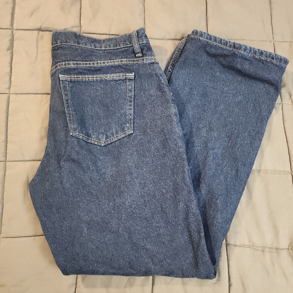 E48 Cabelas‎ Womens Flannel Lined Jeans Sz 12 Short Dark Wash Denim Straight Leg